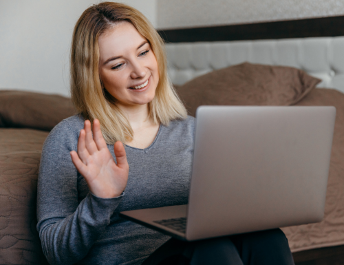 Younger lady virtual call with her clinician for telehealth