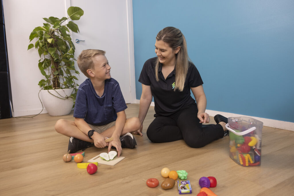 dietitian with young client